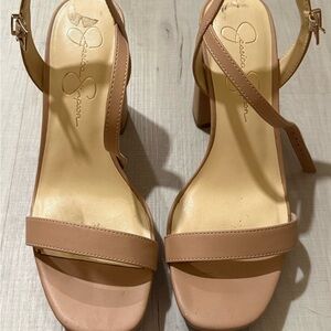 Jessica Simpson Blush Tan Block Heel Sandals